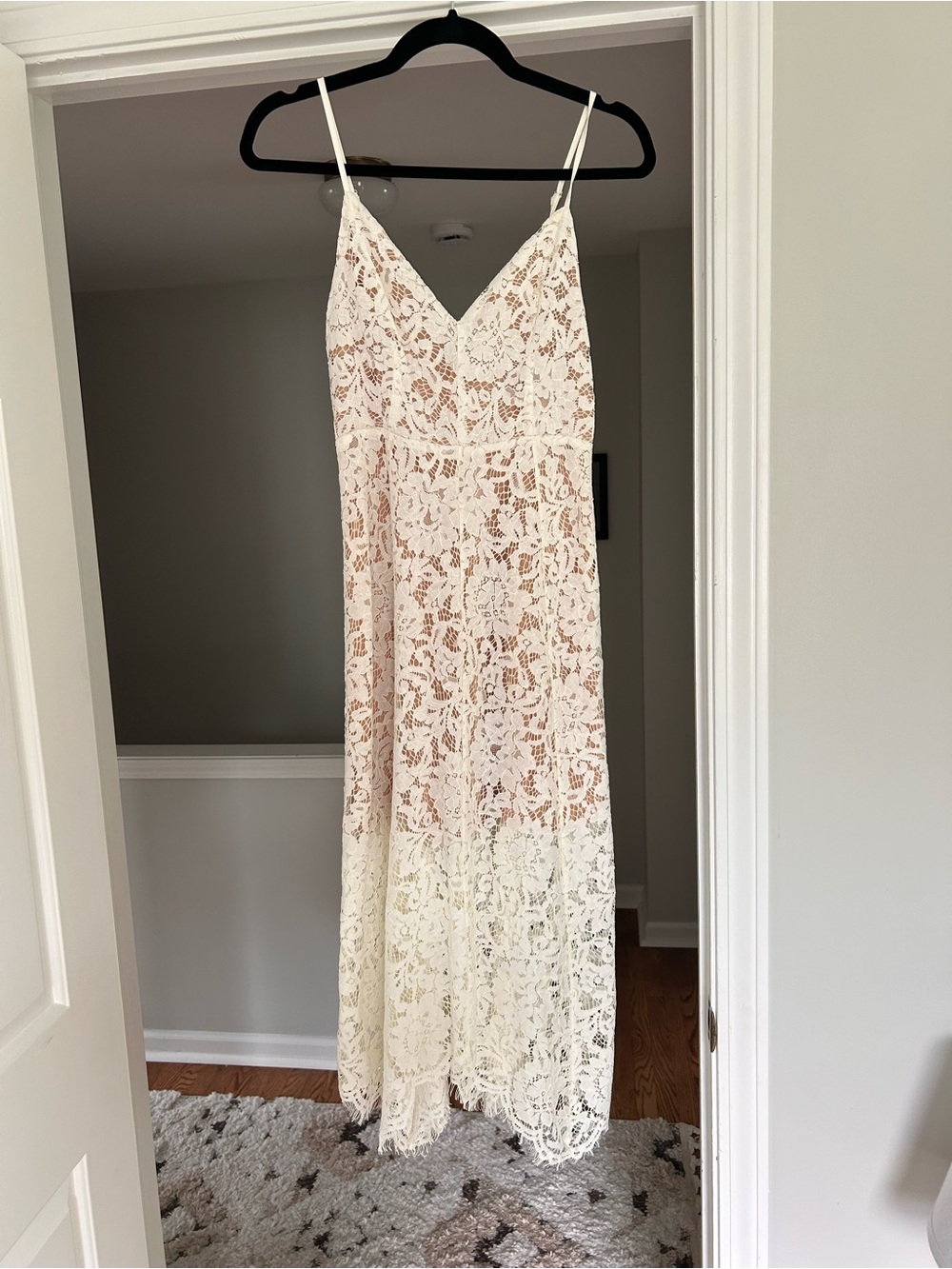 Lulu's Ivory Lace Maxi Slip Dress